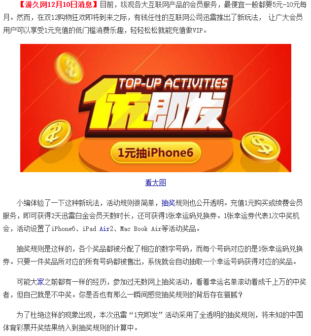 迅雷14年12月的夺宝活动还有人记得吗？