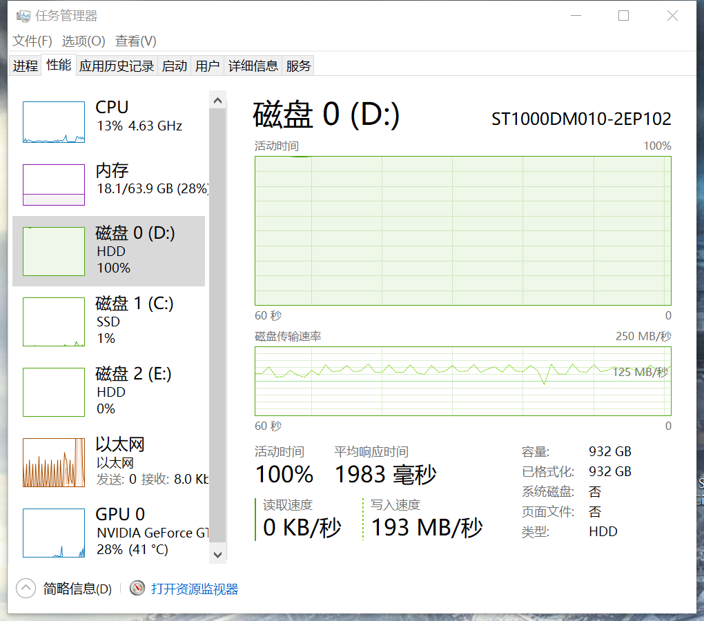 已下载磁盘占用就100% 然后电脑很卡迅雷关了都得好久才恢复