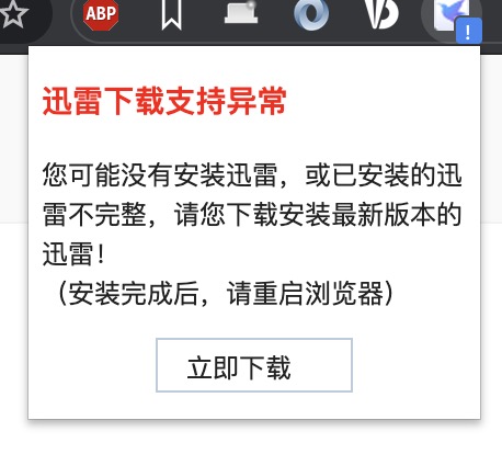 chrome迅雷下载支持异常