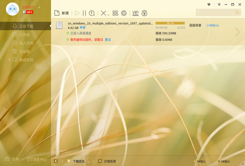 我就想问98%就没下载速度了，是什么意思，欠举报是吧