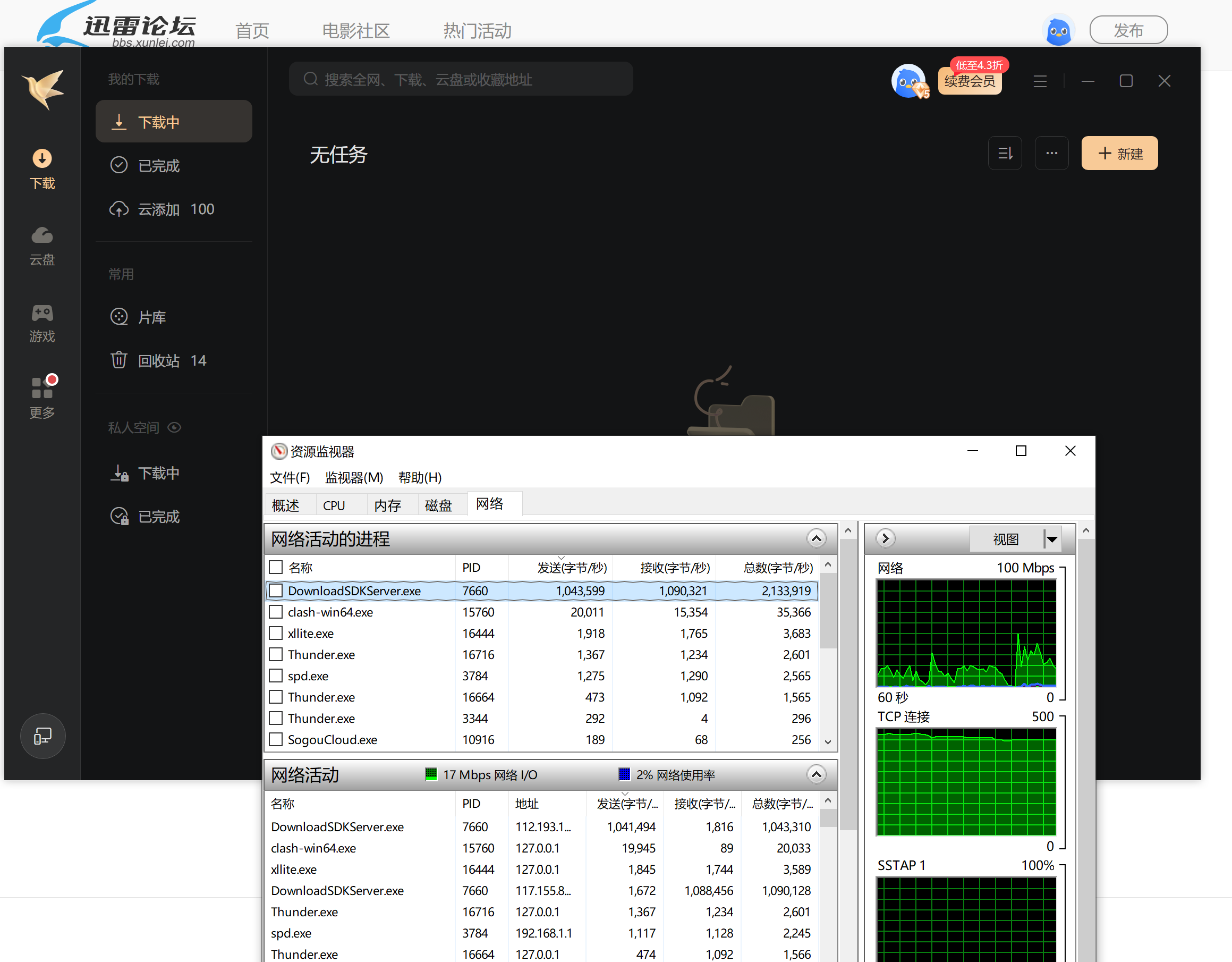小心迅雷后台偷流量。