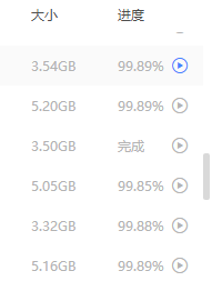 呵呵，100多G的文件，子文件基本卡在99.多不会动