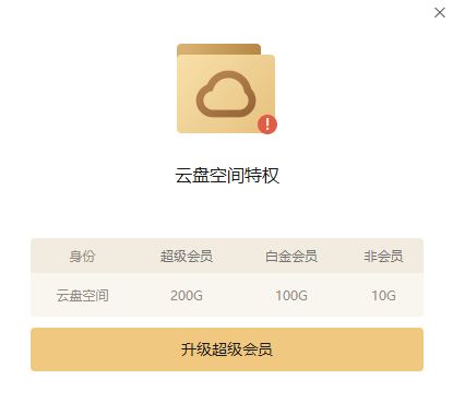 迅雷超级会员云盘空间才200G?