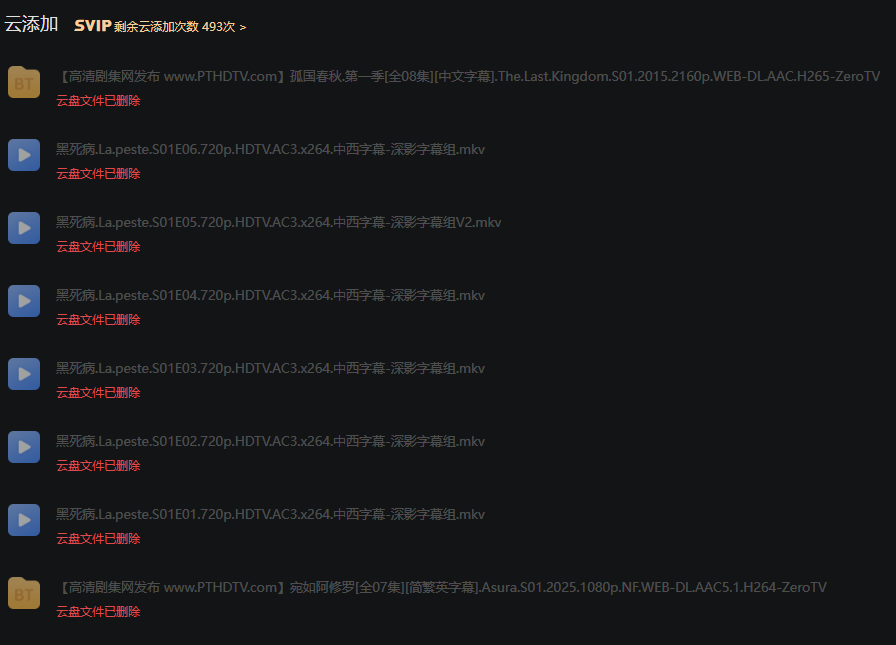 所有云盘资源都被删除了